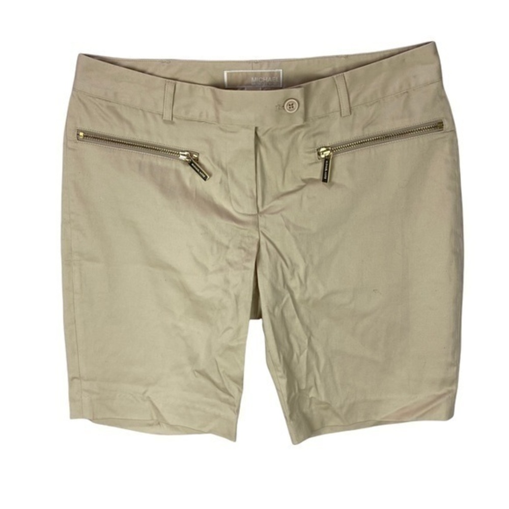 Michael Kors Womens Shorts Size 4 Stretch Lightweight Cotton Bermuda Zip Pockets